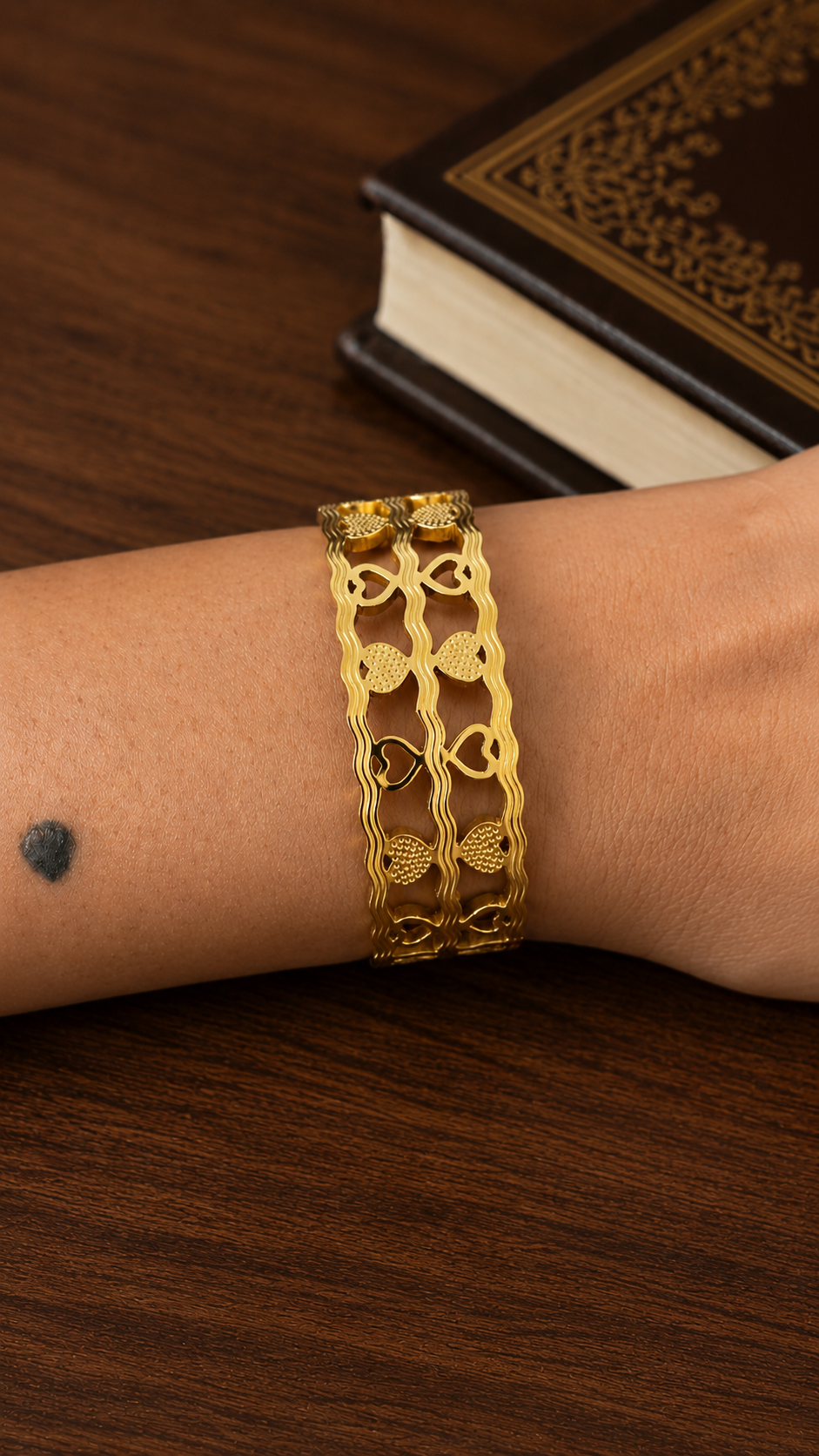 Golden Hearts Cuff Bracelet
