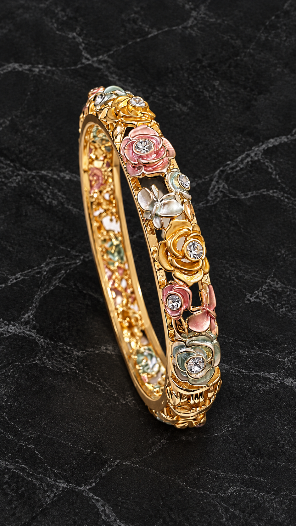 Multicolour Floral Enamel 316L Anti-Tarnish Bracelet