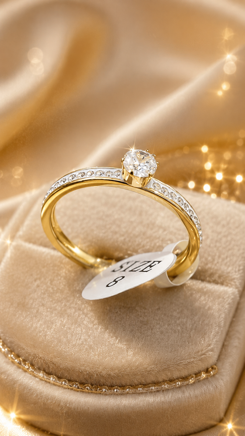 Crystal Solitaire 316L Anti Tarnish AD Ring