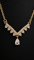 Crystal Teardrop V-Shaped 316L Anti Tarnish AD Necklace