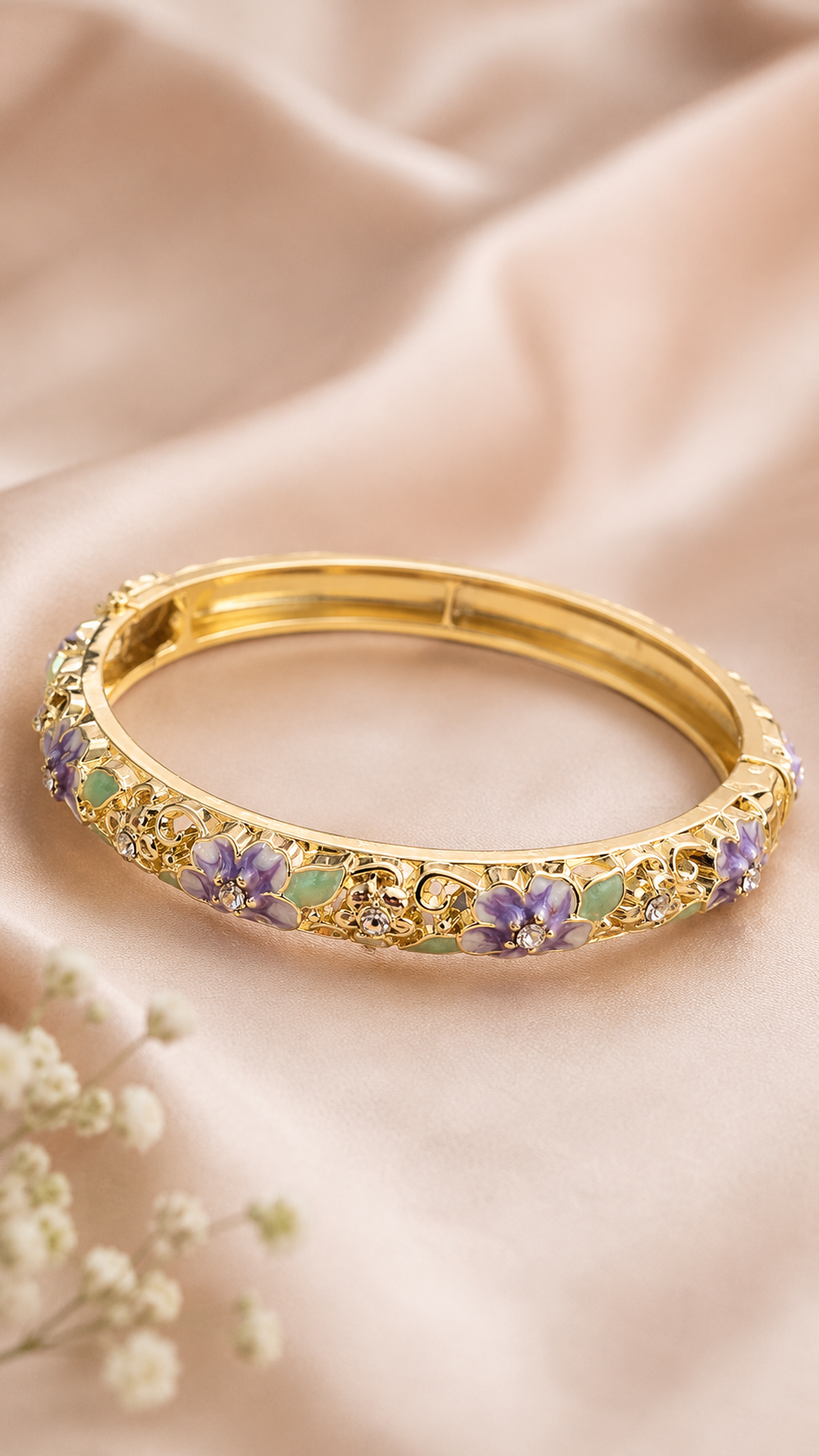 Vintage Floral 316L Anti Tarnish Bangle Bracelet