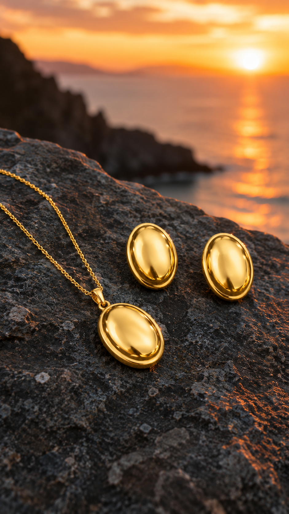 Classic Oval Pendant & Earrings