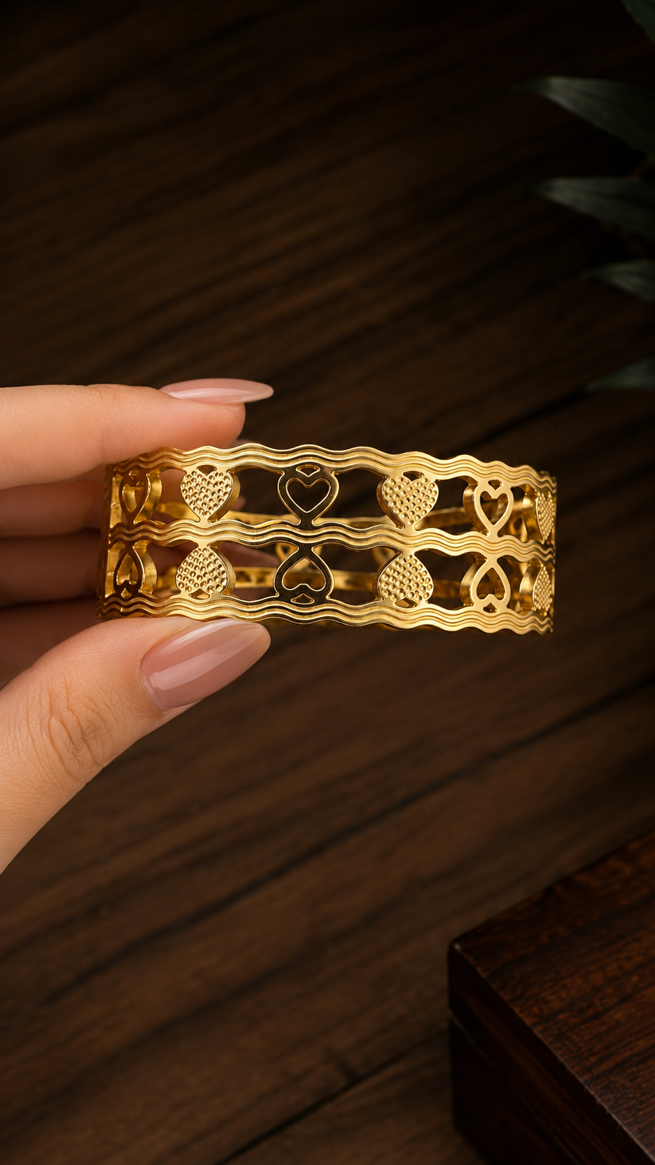 Golden Hearts Cuff Bracelet