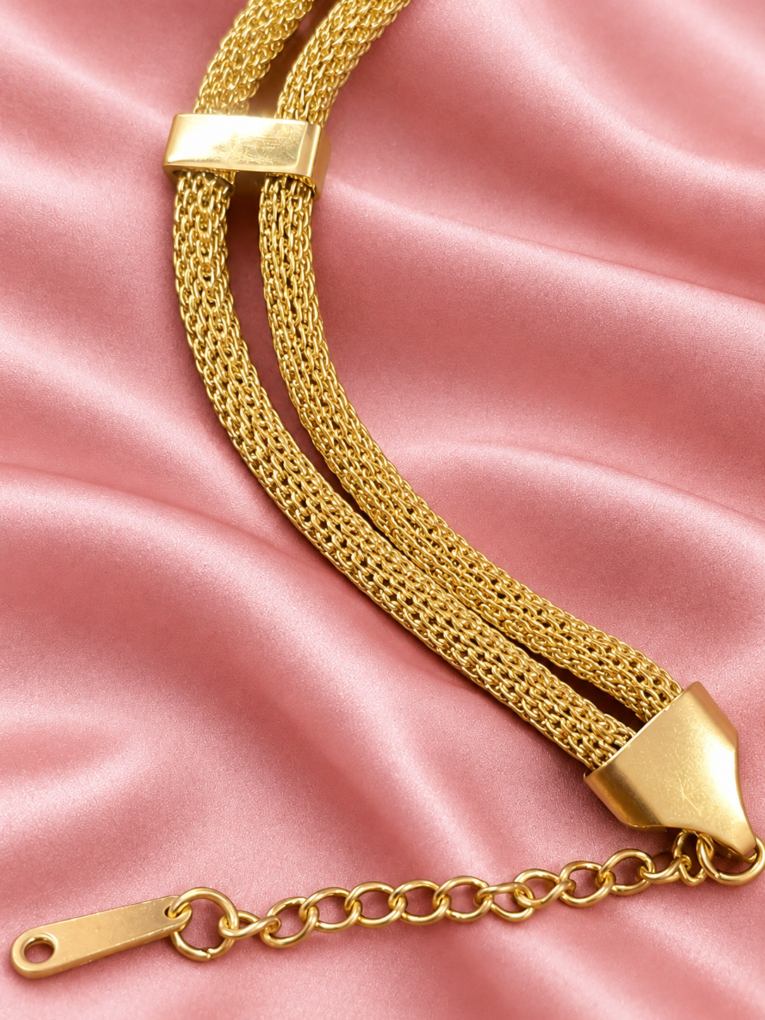Double Weave Golden Bar 316L Anti Tarnish Bracelet
