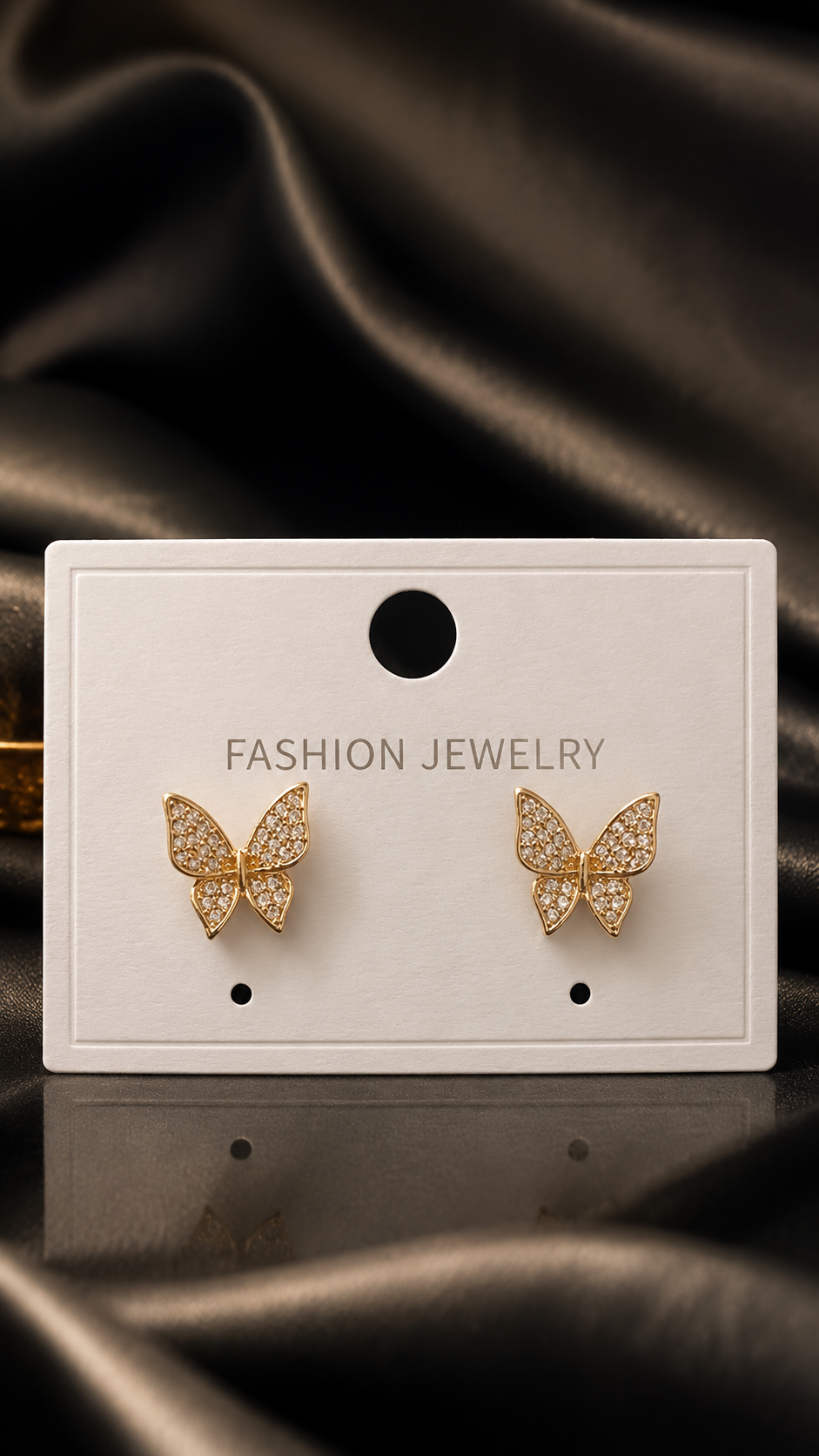 Butterfly Pavé 316L Anti Tarnish Gold Stud Earrings