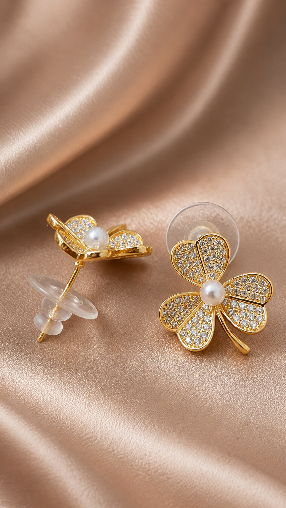 Crystal Blossom Clover Studs