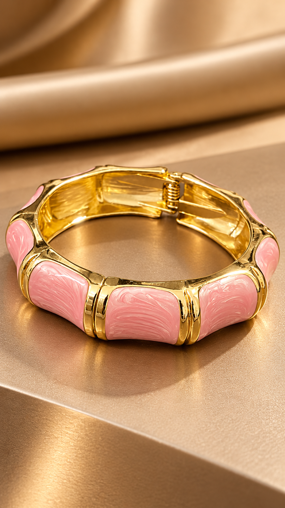 Pink Enamel Segmented 316L Anti-Tarnish Bracelet