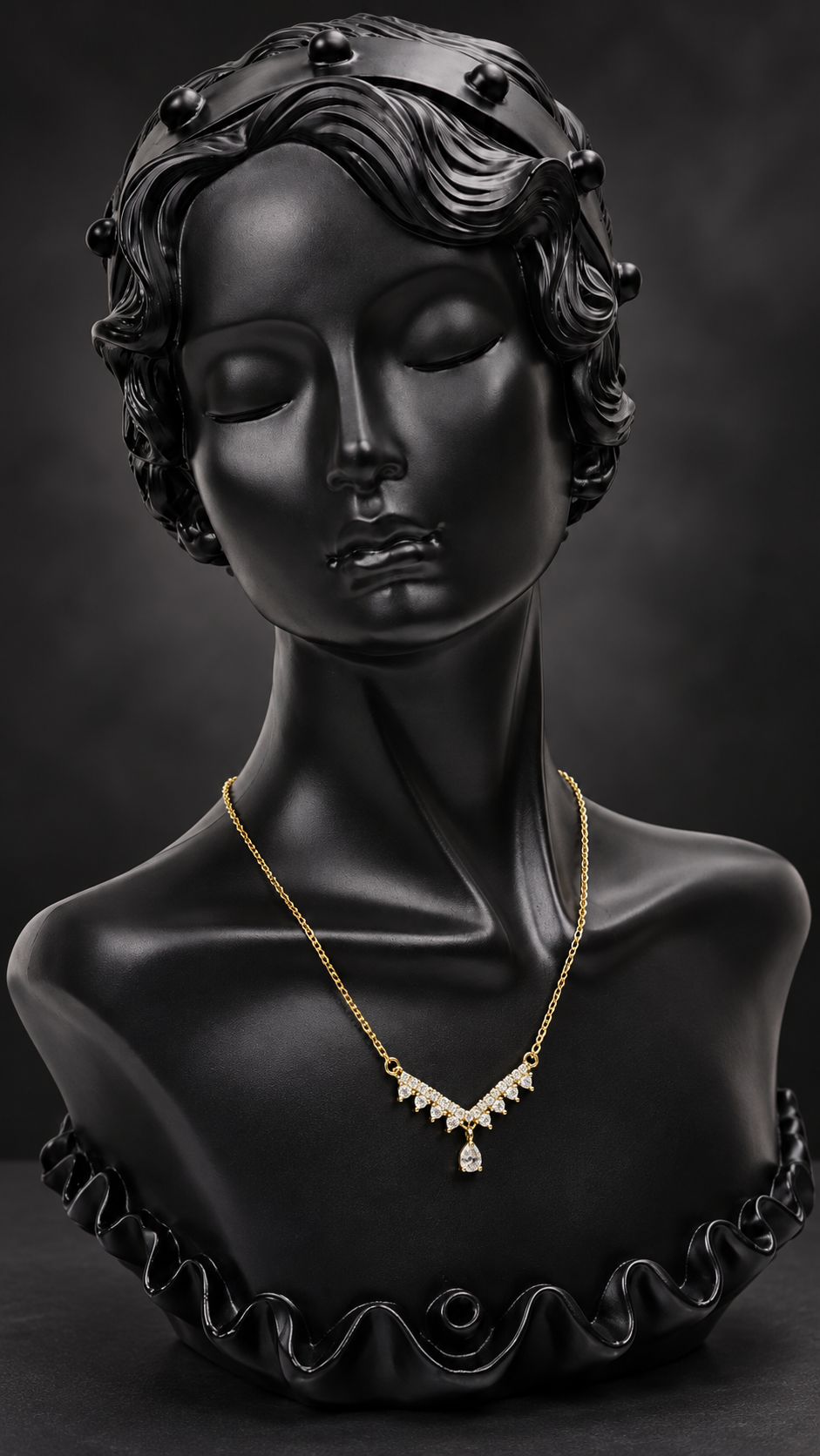 Crystal Teardrop V-Shaped 316L Anti Tarnish AD Necklace