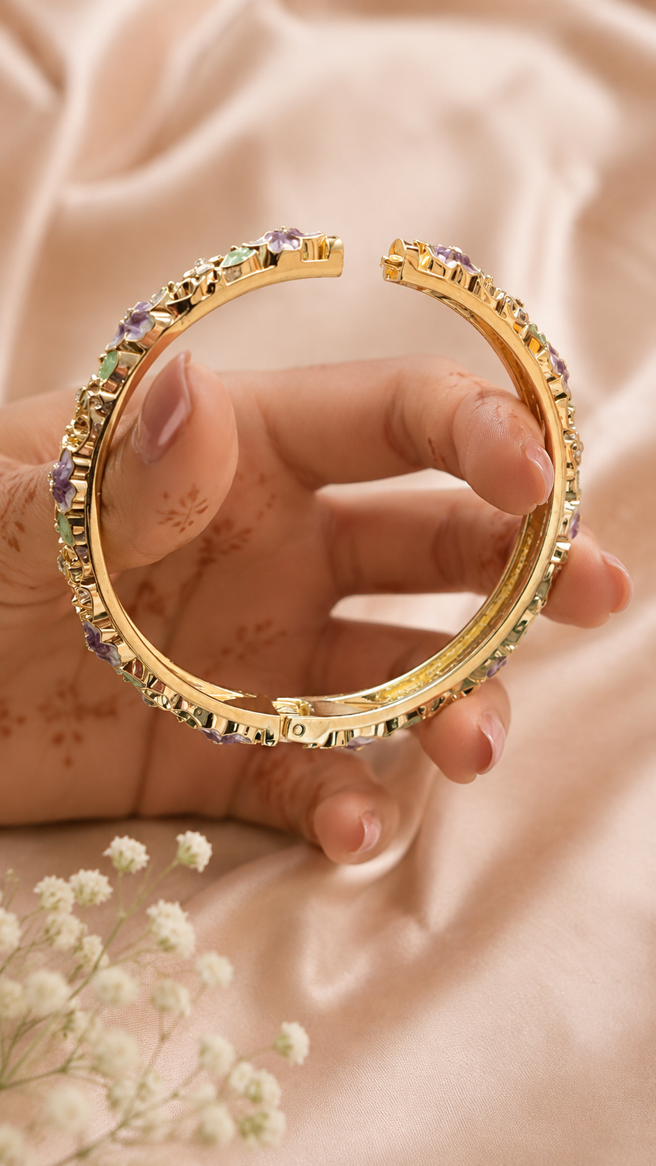 Vintage Floral 316L Anti Tarnish Bangle Bracelet