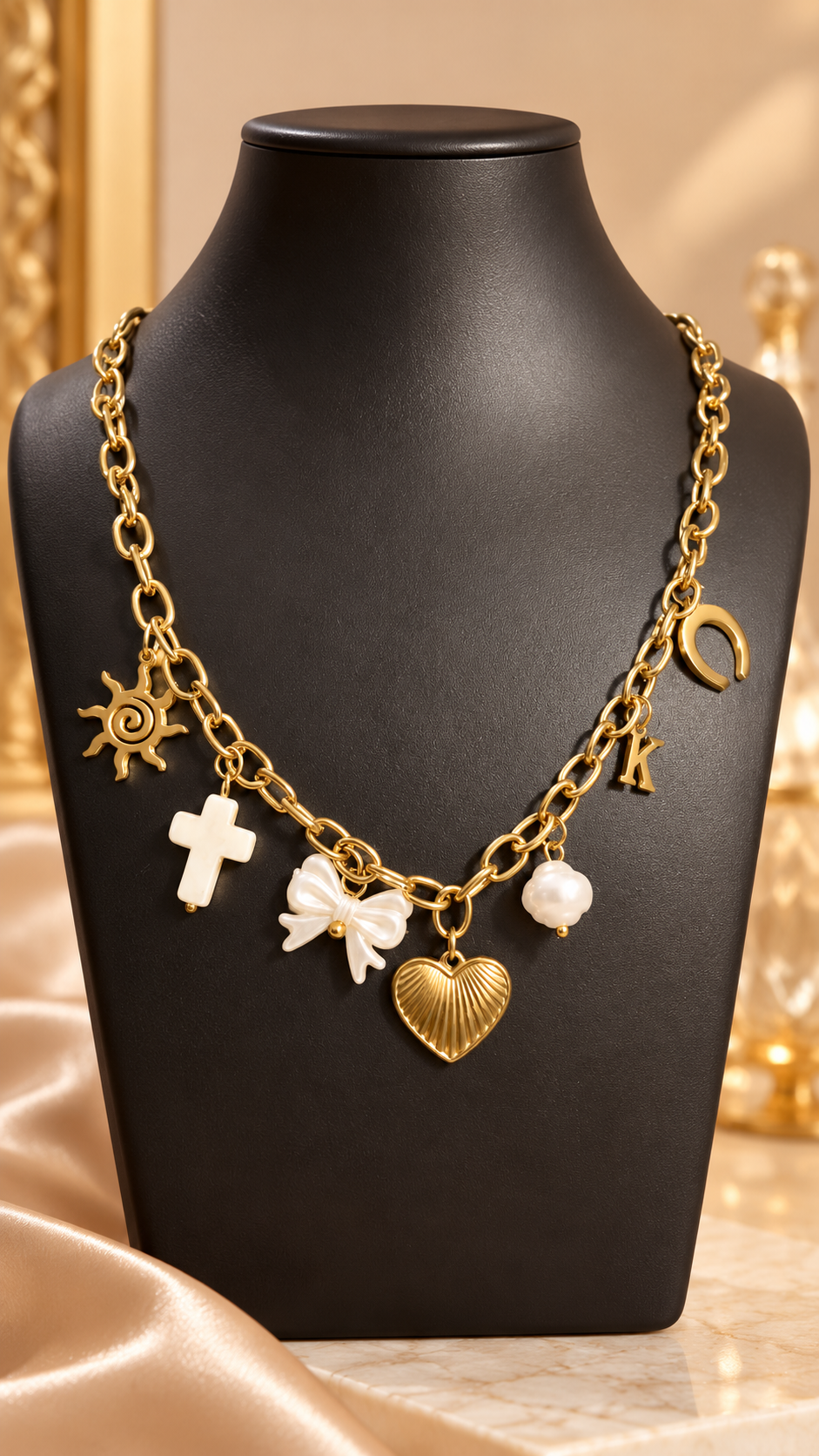 Multi-Charm Heart & Pearl 316L Anti-Tarnish Necklace