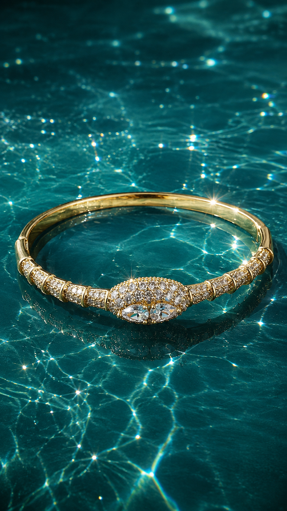 Teardrop 316L Anti Tarnish AD Bangle Bracelet