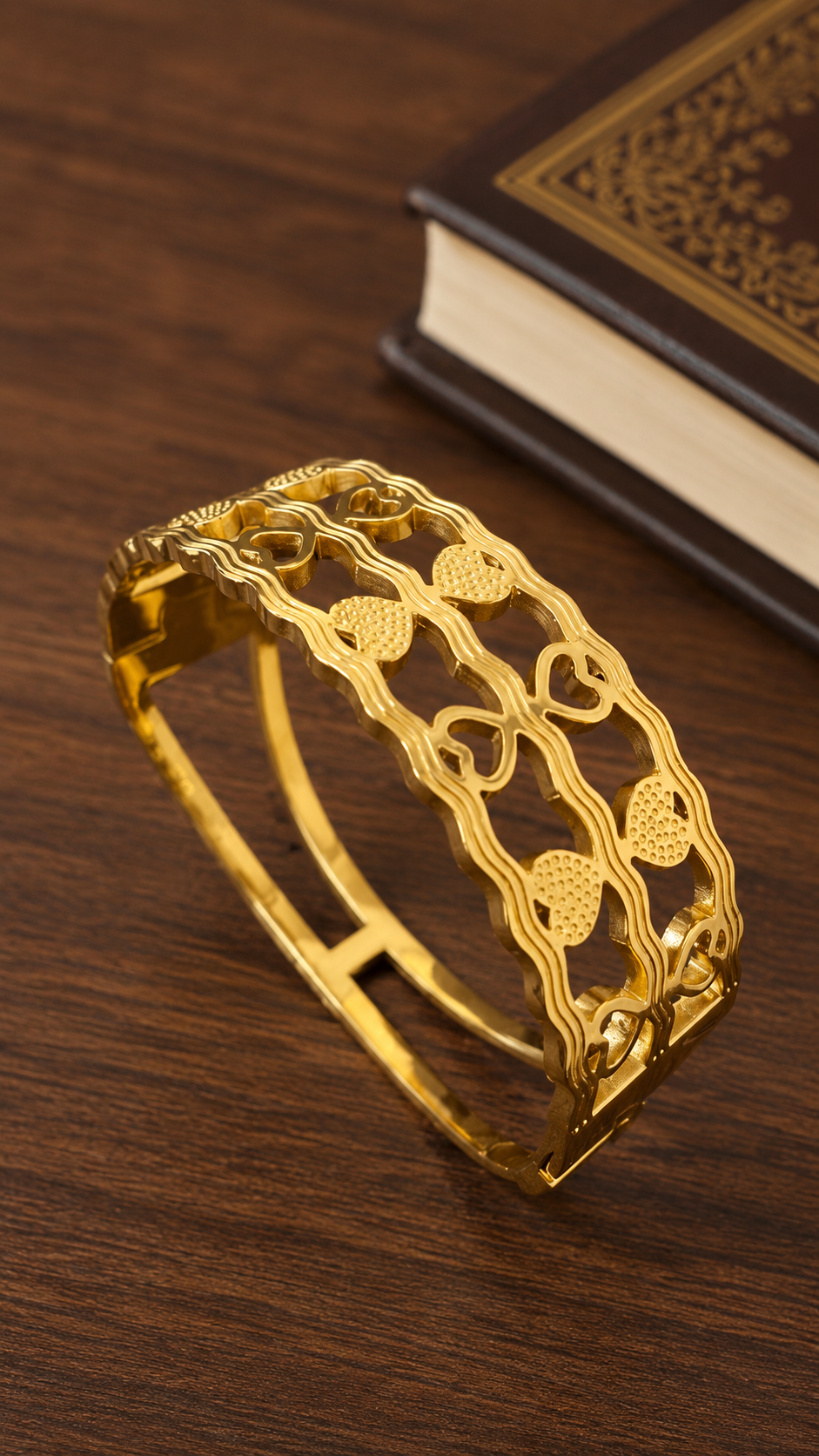 Golden Hearts Cuff Bracelet