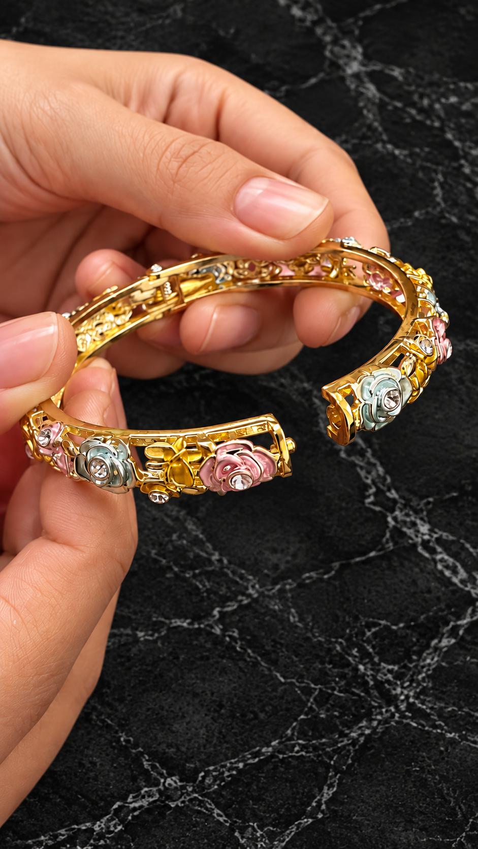 Multicolour Floral Enamel 316L Anti-Tarnish Bracelet