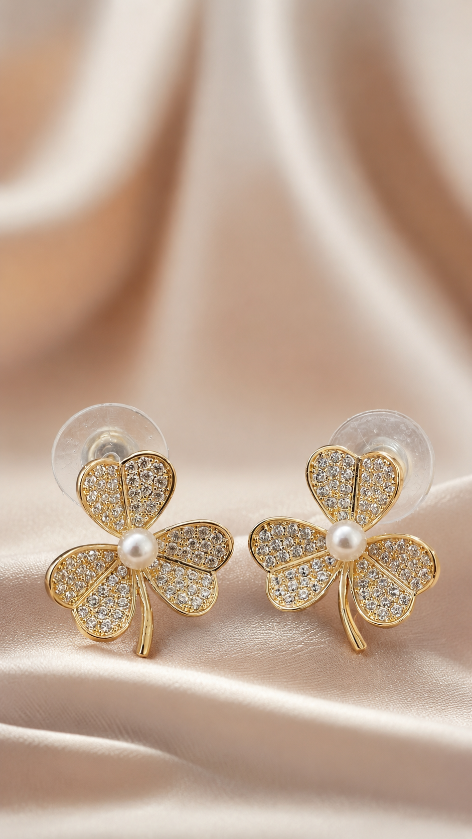 Crystal Blossom Clover Studs