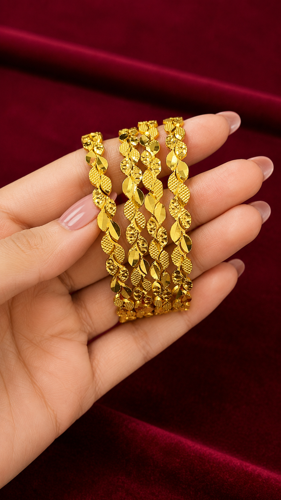 Golden Infinity Leaf Bangles