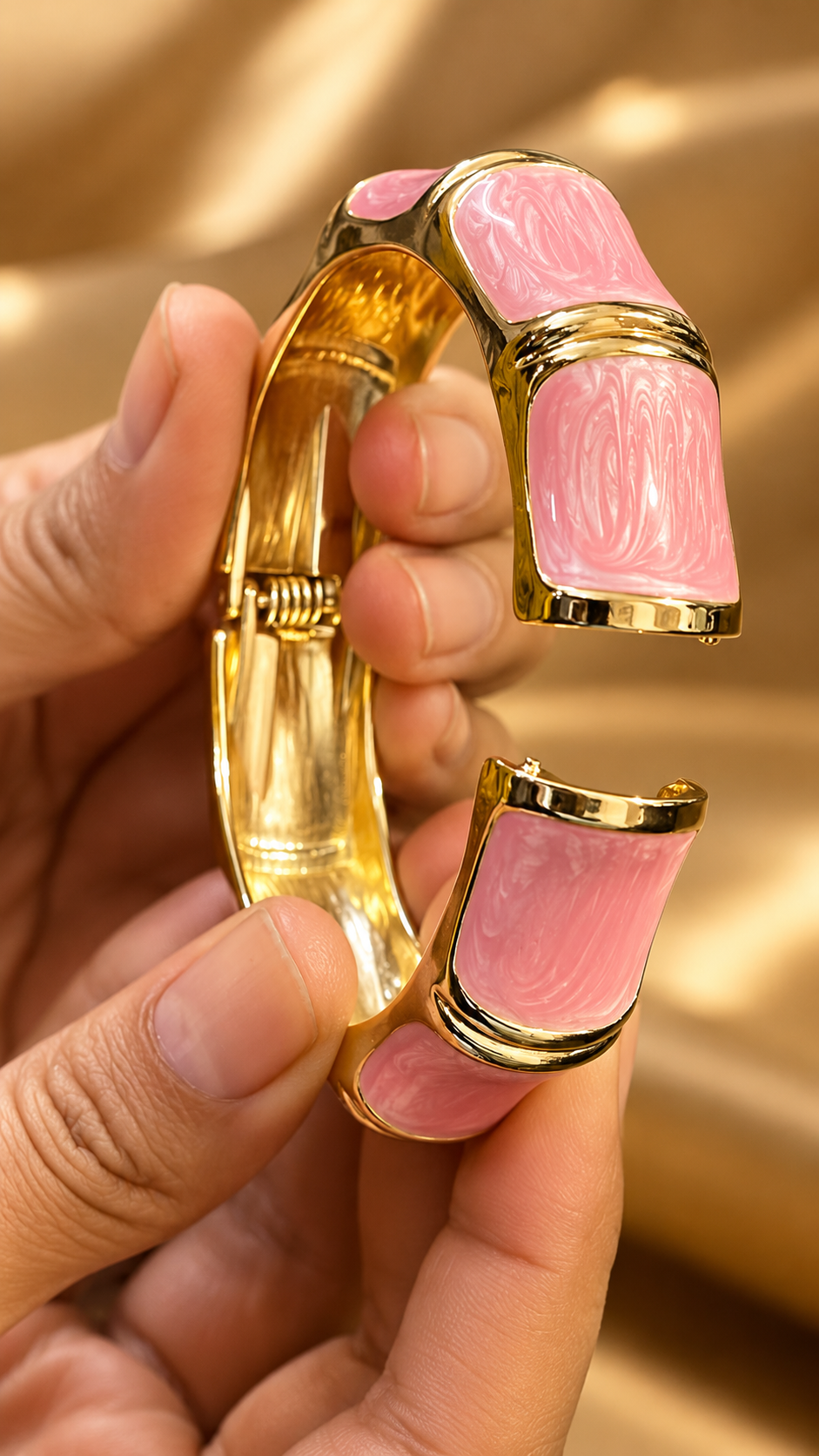 Pink Enamel Segmented 316L Anti-Tarnish Bracelet