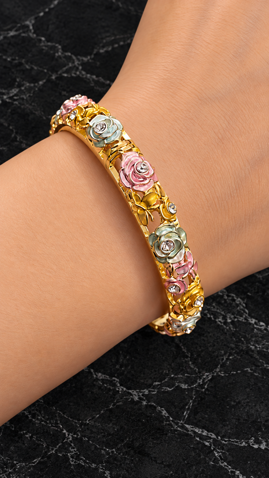 Multicolour Floral Enamel 316L Anti-Tarnish Bracelet