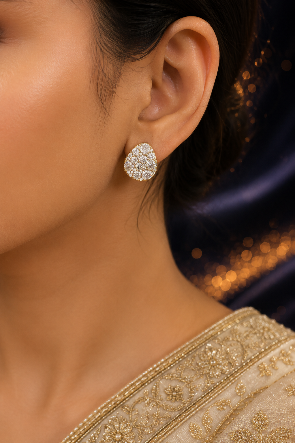 Pear Drop 316L Anti Tarnish American Diamond Stud Earrings