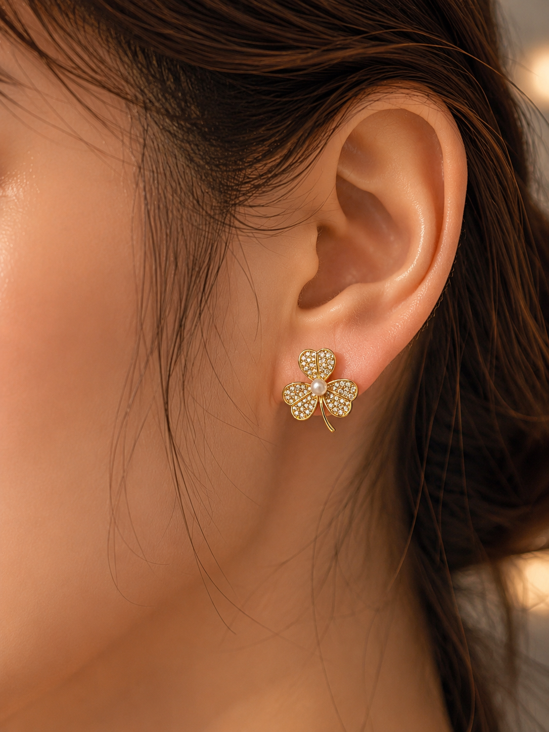 Crystal Blossom Clover Studs