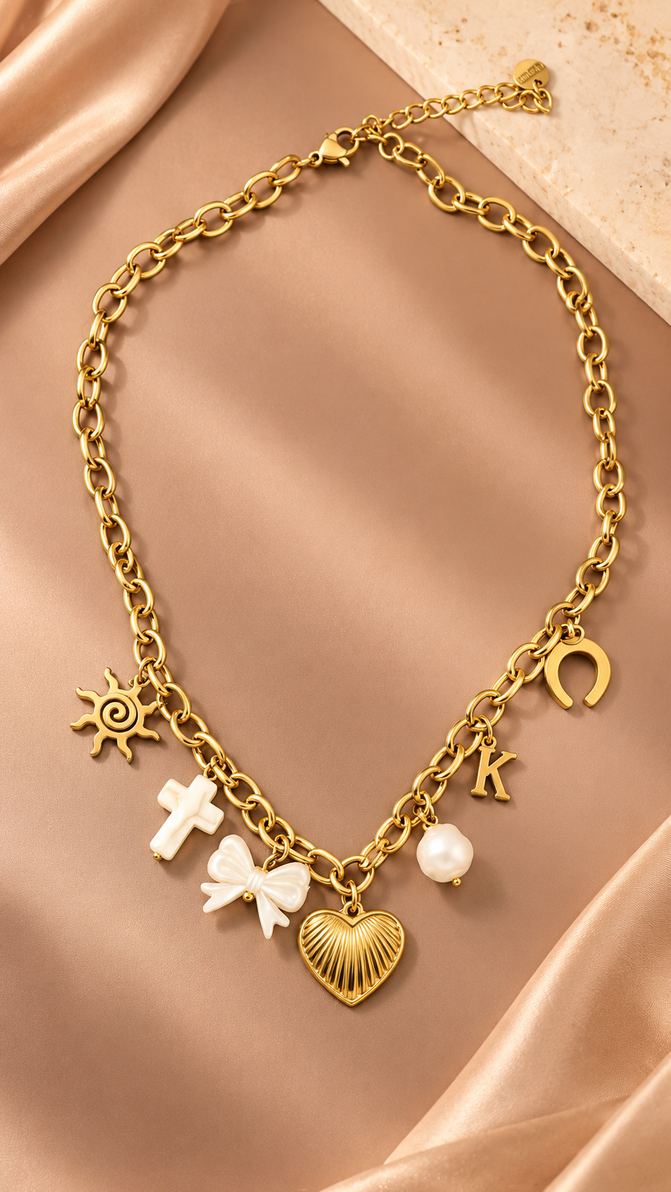 Multi-Charm Heart & Pearl 316L Anti-Tarnish Necklace