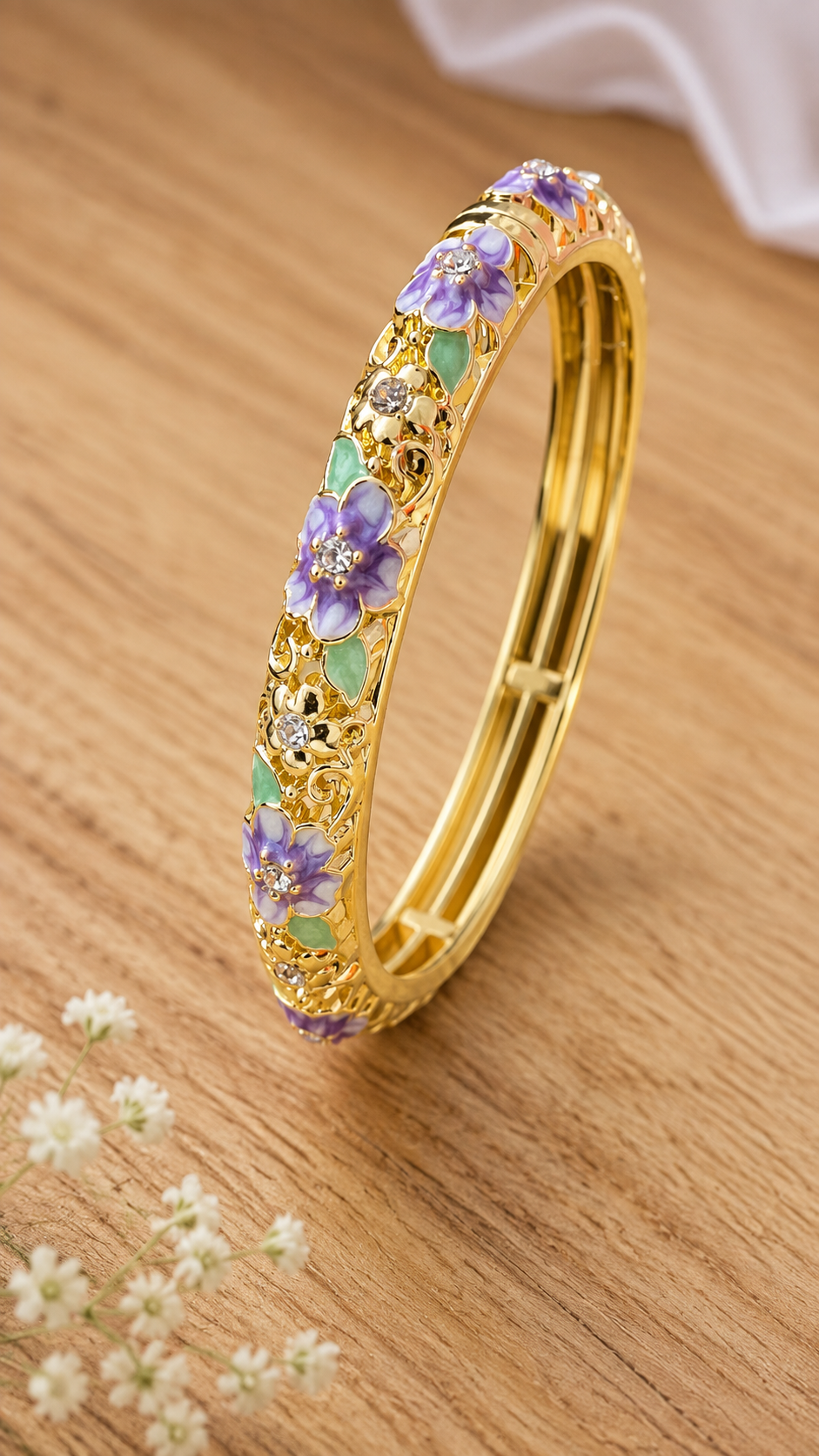 Vintage Floral 316L Anti Tarnish Bangle Bracelet