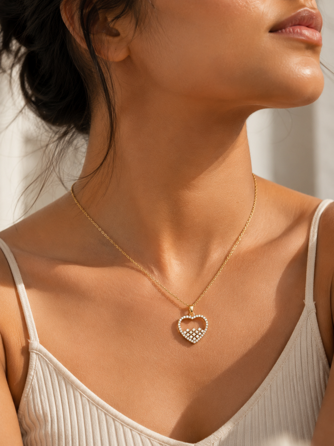 Crystal Heart AD 316L Anti Tarnish Pendant Necklace