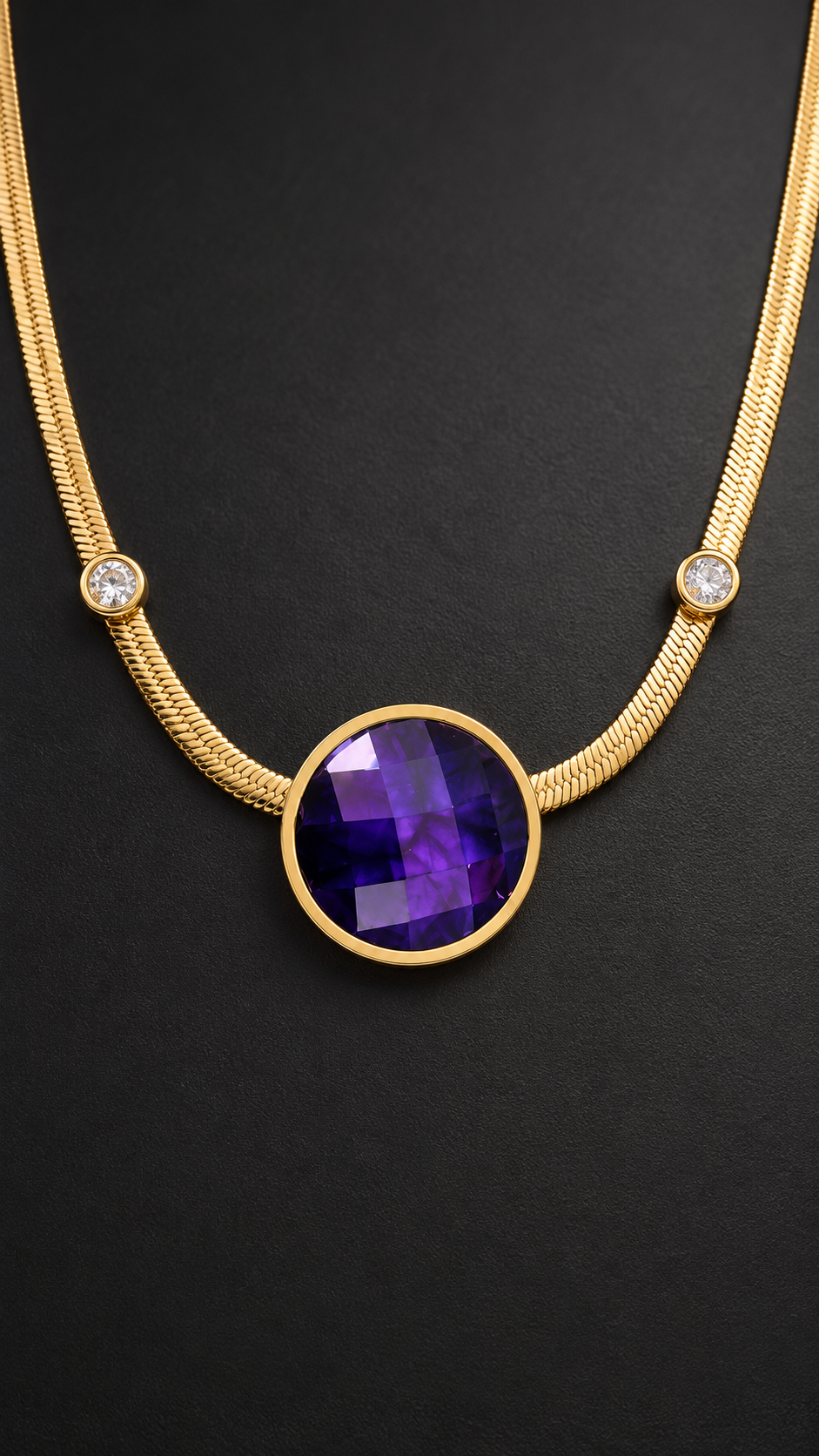 Violet Stone 316L Anti-Tarnish AD Necklace