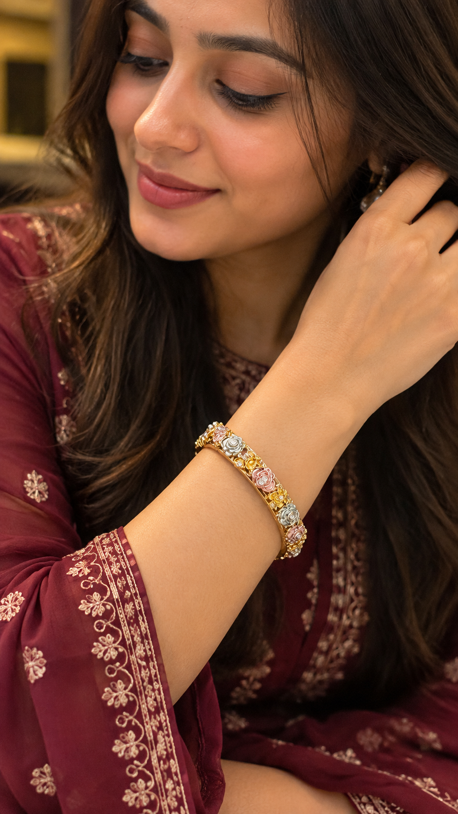 Multicolour Floral Enamel 316L Anti-Tarnish Bracelet