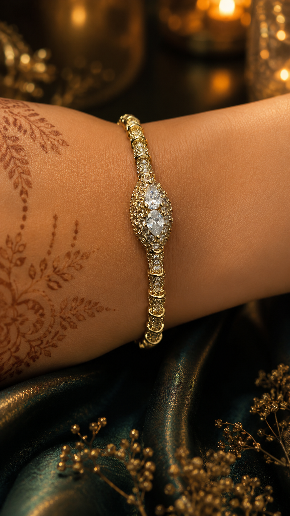 Teardrop 316L Anti Tarnish AD Bangle Bracelet