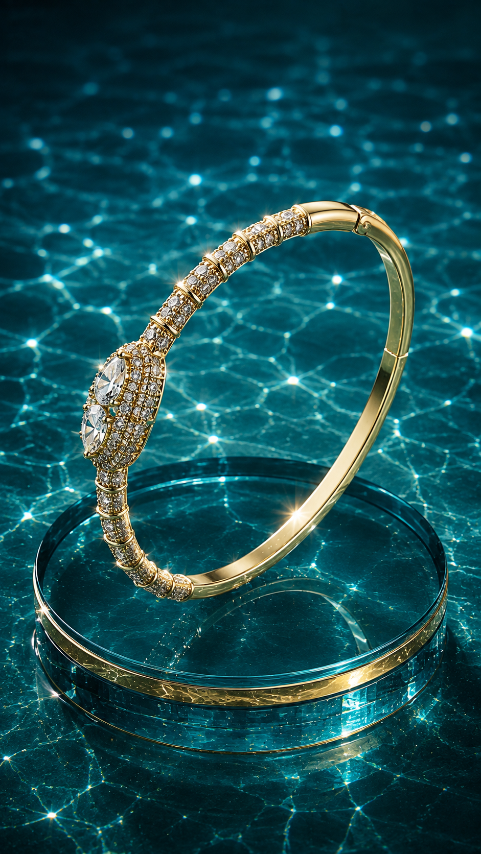 Teardrop 316L Anti Tarnish AD Bangle Bracelet