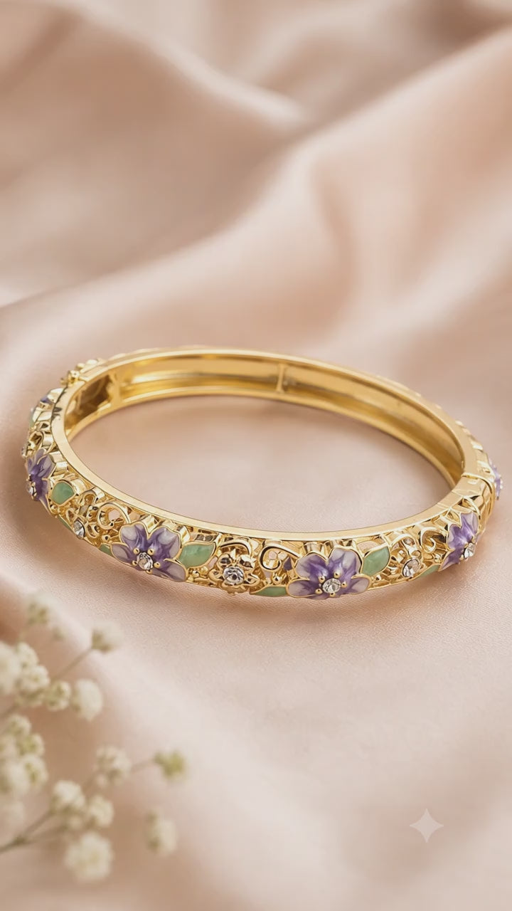 Vintage Floral 316L Anti Tarnish Bangle Bracelet