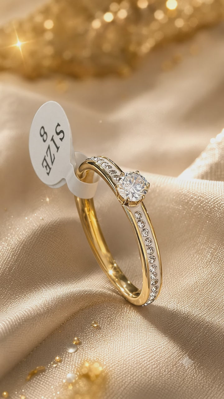 Crystal Solitaire 316L Anti Tarnish AD Ring