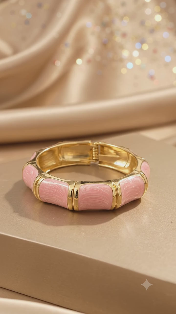 Pink Enamel Segmented 316L Anti-Tarnish Bracelet