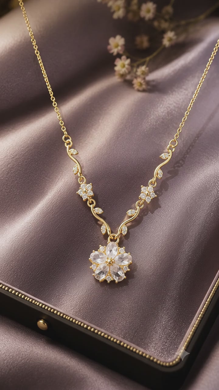Floral Vine 316L Anti Tarnish AD Pendant Necklace