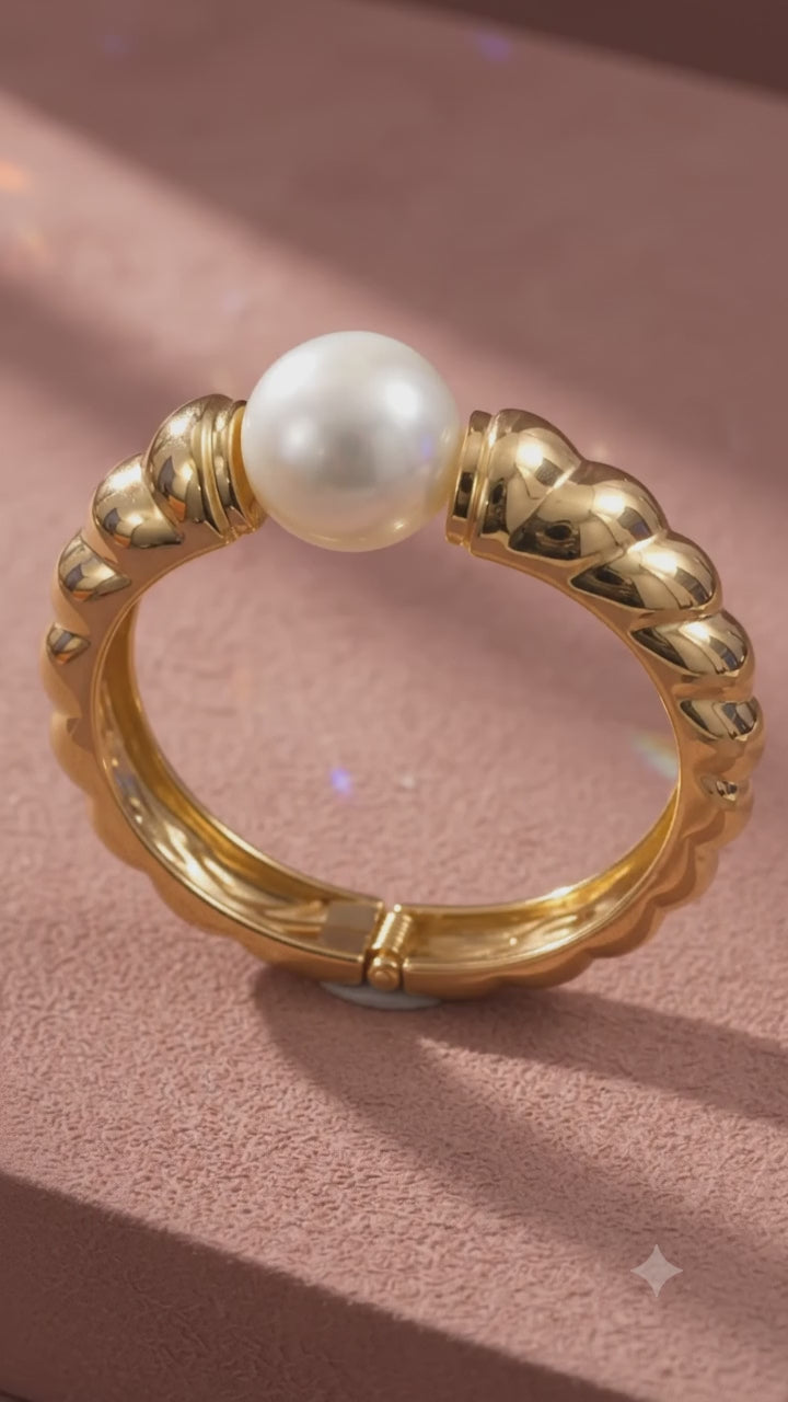 Sculpted Pearl Cuff Bracelet